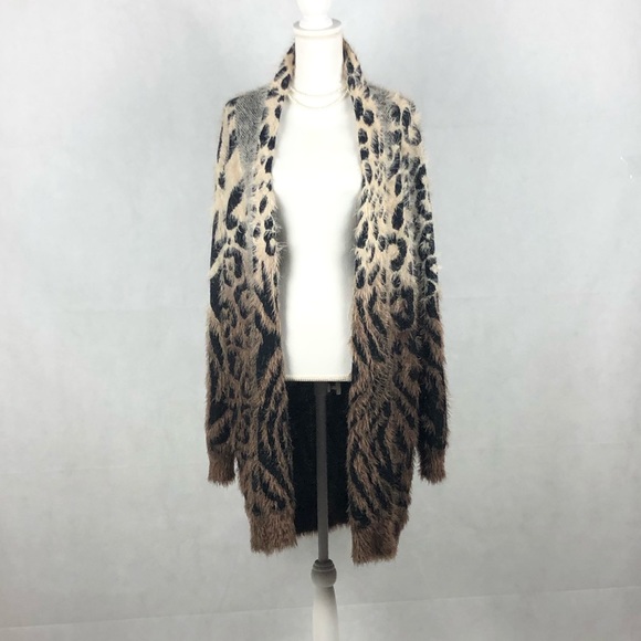 orange creek Sweaters - Orange Creek Leopard Fuzzy Cardigan